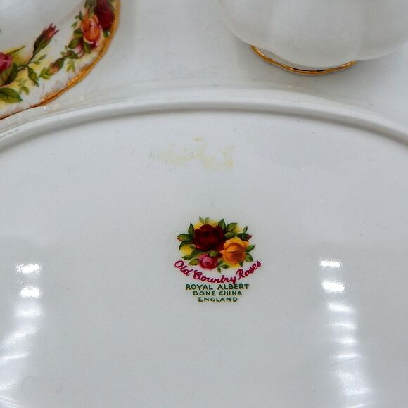 Royal Albert Old Country Roses Serving Tray Creamer Open Sugar Pot 3 Piece - Picture 8 of 11
